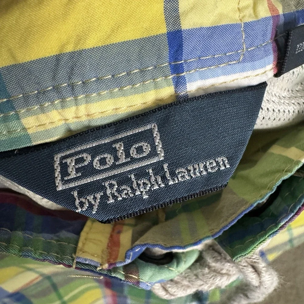 Polo Ralph Lauren Swim Shorts Men 32 Yellow Swim Trunks Board Cargo Cotton Nylon